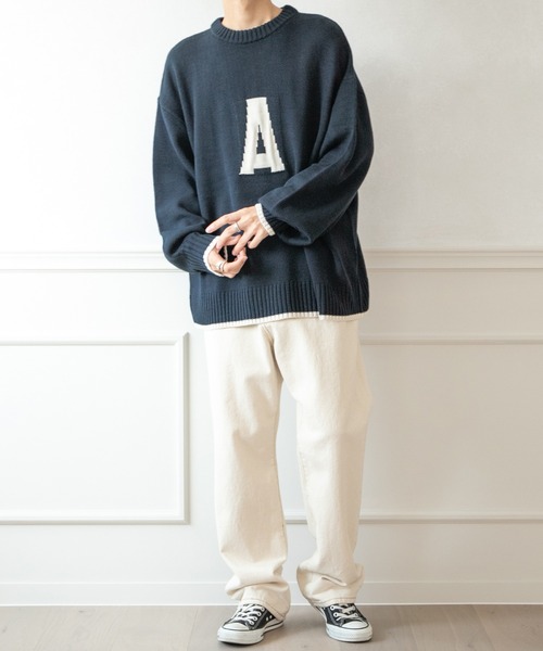 PairPair（ペアペア）の「インターシャロゴニット(ユニセックス)（ニット/セーター・レディース・ネイビー/グリーン/ボルドー/マスタード・MEDIUM/LARGE）」の10枚目の写真