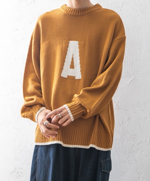 PairPair（ペアペア）の「インターシャロゴニット(ユニセックス)（ニット/セーター・レディース・ネイビー/グリーン/ボルドー/マスタード・MEDIUM/LARGE）」の7枚目の写真