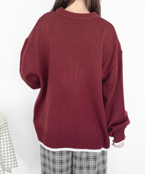 PairPair（ペアペア）の「インターシャロゴニット(ユニセックス)（ニット/セーター・レディース・ネイビー/グリーン/ボルドー/マスタード・MEDIUM/LARGE）」の8枚目の写真