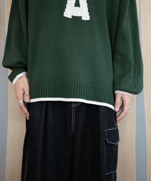 PairPair（ペアペア）の「インターシャロゴニット(ユニセックス)（ニット/セーター・レディース・ネイビー/グリーン/ボルドー/マスタード・MEDIUM/LARGE）」の9枚目の写真