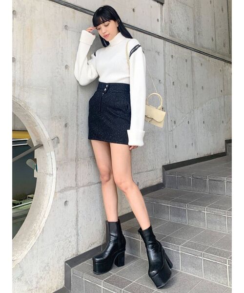 EMODA（エモダ）の「ショルダージップタックニット（ニット/セーター・レディース・ホワイト/ブラック/グリーン・FREE）」の13枚目の写真