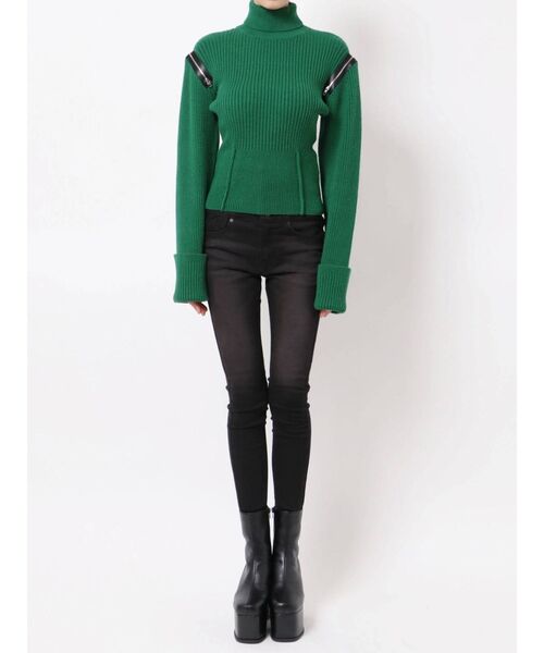 EMODA（エモダ）の「ショルダージップタックニット（ニット/セーター・レディース・ホワイト/ブラック/グリーン・FREE）」の12枚目の写真