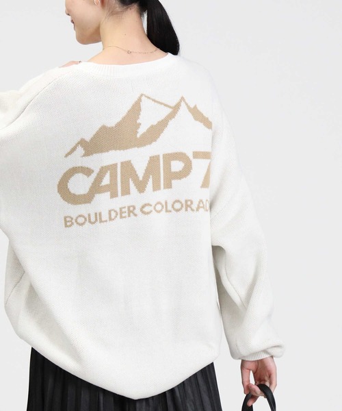 CAMP7（キャンプセブン）の「【CAMP7】マウンテンバックロゴニット（ニット/セーター・レディース・ベージュ/ブラック/オフホワイト・L）」の2枚目の写真