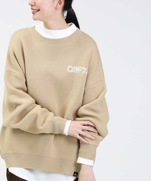 CAMP7（キャンプセブン）の「【CAMP7】マウンテンバックロゴニット（ニット/セーター・レディース・ベージュ/ブラック/オフホワイト・L）」の14枚目の写真