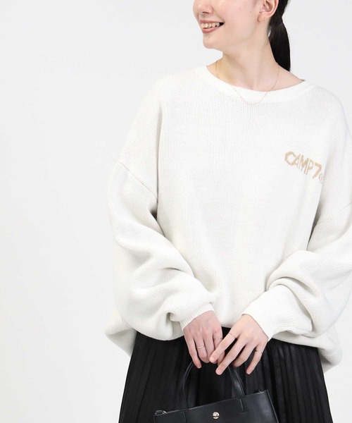 CAMP7（キャンプセブン）の「【CAMP7】マウンテンバックロゴニット（ニット/セーター・レディース・ベージュ/ブラック/オフホワイト・L）」の6枚目の写真