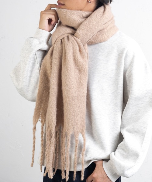 PairPair(ペアペア)の「もこもこマフラー(ユニセックス)(マフラー・レディース・アイボリー/ライトベージュ・FREE)」の7枚目の写真