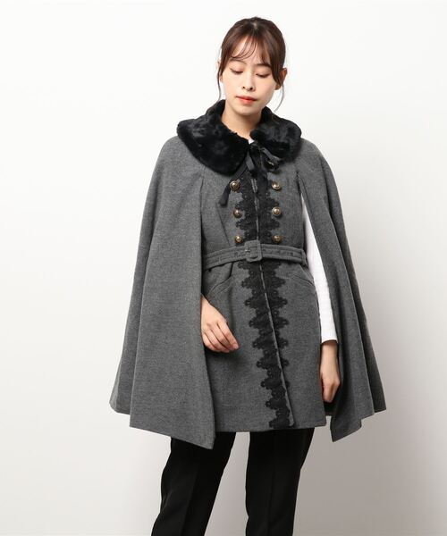 axes femme(アクシーズファム)の「クラシックケープコート(ダッフルコート・レディース・ブラウン/ワイン/チャコール・MEDIUM)」の8枚目の写真