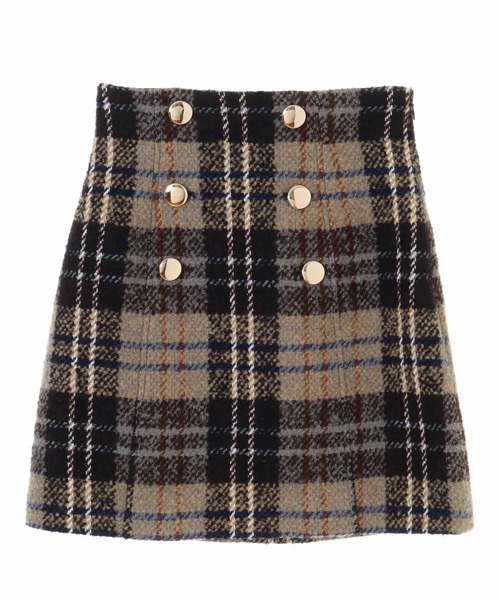 31 Sons de mode(トランテアン ソン ドゥ モード)の「台形チェックスカート(スカート・レディース・ネイビー/ピンク/ベージュ・38/36)」の2枚目の写真