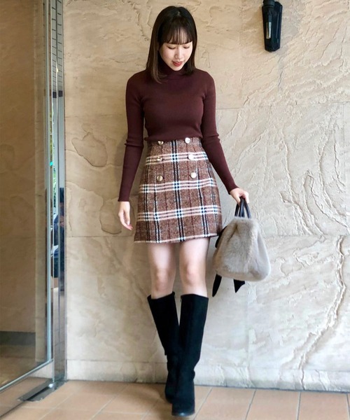 31 Sons de mode(トランテアン ソン ドゥ モード)の「台形チェックスカート(スカート・レディース・ネイビー/ピンク/ベージュ・38/36)」の8枚目の写真