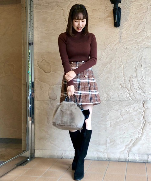 31 Sons de mode(トランテアン ソン ドゥ モード)の「台形チェックスカート(スカート・レディース・ネイビー/ピンク/ベージュ・38/36)」の6枚目の写真