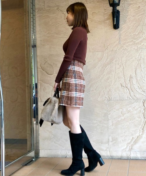 31 Sons de mode(トランテアン ソン ドゥ モード)の「台形チェックスカート(スカート・レディース・ネイビー/ピンク/ベージュ・38/36)」の5枚目の写真