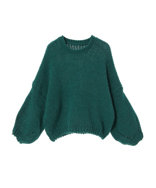 fifth calin（フィフスカラン）の「ぽわん袖ローゲージニット（ニット/セーター・レディース・ピンク/グリーン・MEDIUM）」の3枚目の写真