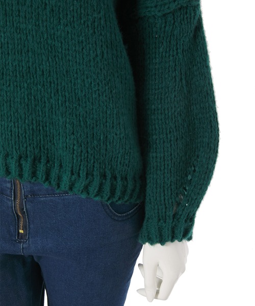 fifth calin（フィフスカラン）の「ぽわん袖ローゲージニット（ニット/セーター・レディース・ピンク/グリーン・MEDIUM）」の8枚目の写真