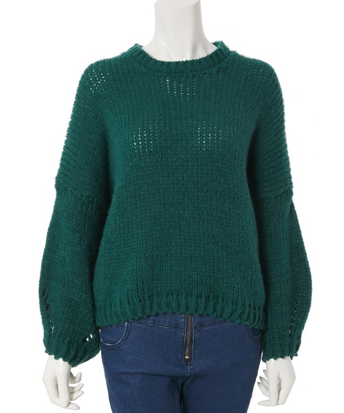 fifth calin（フィフスカラン）の「ぽわん袖ローゲージニット（ニット/セーター・レディース・ピンク/グリーン・MEDIUM）」の10枚目の写真