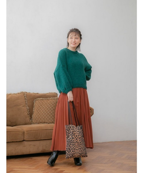 fifth calin（フィフスカラン）の「ぽわん袖ローゲージニット（ニット/セーター・レディース・ピンク/グリーン・MEDIUM）」の12枚目の写真