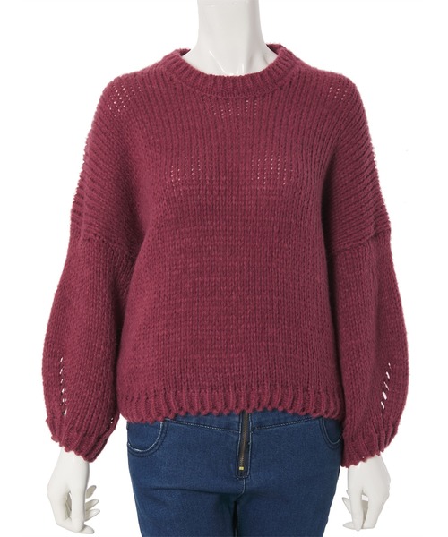 fifth calin（フィフスカラン）の「ぽわん袖ローゲージニット（ニット/セーター・レディース・ピンク/グリーン・MEDIUM）」の11枚目の写真