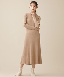 NANO universe | タートルフレアリブニットワンピース 長袖(ワンピース)