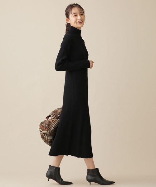 NANO universe（ナノユニバース）の「タートルフレアリブニットワンピース 長袖（ワンピース・レディース・ブラック/ベージュ/レンガ・FREE）」の11枚目の写真