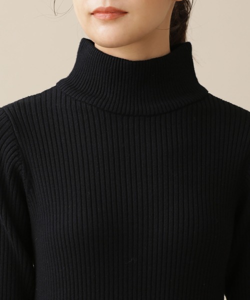 NANO universe（ナノユニバース）の「タートルフレアリブニットワンピース 長袖（ワンピース・レディース・ブラック/ベージュ/レンガ・FREE）」の14枚目の写真