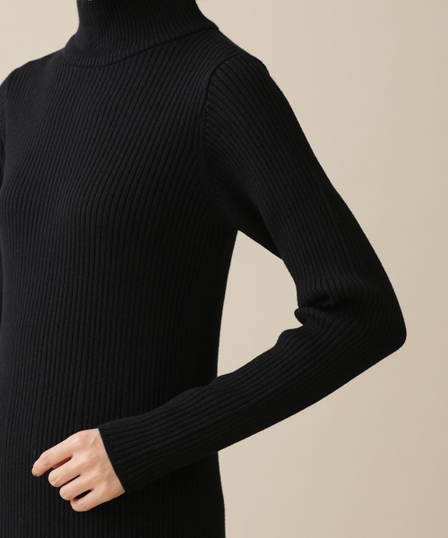 NANO universe（ナノユニバース）の「タートルフレアリブニットワンピース 長袖（ワンピース・レディース・ブラック/ベージュ/レンガ・FREE）」の10枚目の写真