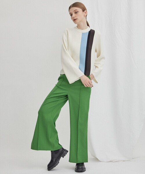 WRAPINKNOT（ラッピンノット）の「【WRAPINKNOT(ラッピンノット)】《STUDIOUS別注》マルチカラーラインニット LPO27（ニット/セーター・レディース・ホワイト/ブラック/ホワイト系その他・FREE）」の4枚目の写真