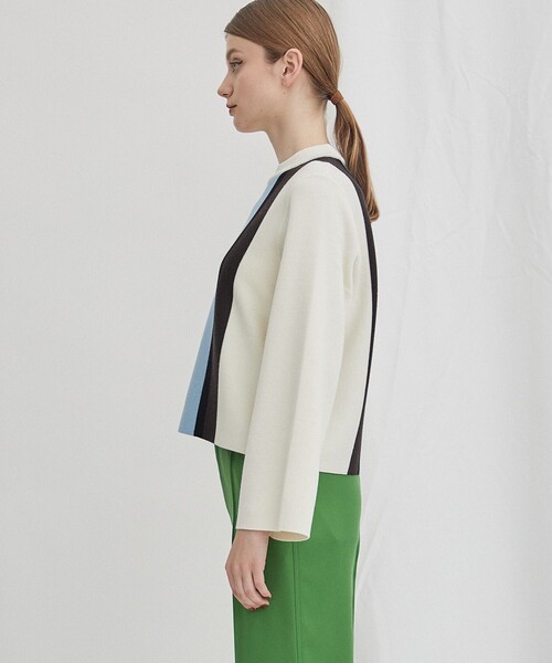 WRAPINKNOT（ラッピンノット）の「【WRAPINKNOT(ラッピンノット)】《STUDIOUS別注》マルチカラーラインニット LPO27（ニット/セーター・レディース・ホワイト/ブラック/ホワイト系その他・FREE）」の6枚目の写真