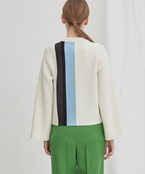 WRAPINKNOT（ラッピンノット）の「【WRAPINKNOT(ラッピンノット)】《STUDIOUS別注》マルチカラーラインニット LPO27（ニット/セーター・レディース・ホワイト/ブラック/ホワイト系その他・FREE）」の7枚目の写真