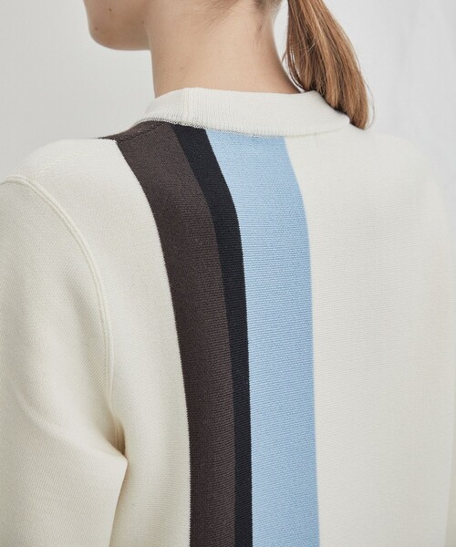 WRAPINKNOT（ラッピンノット）の「【WRAPINKNOT(ラッピンノット)】《STUDIOUS別注》マルチカラーラインニット LPO27（ニット/セーター・レディース・ホワイト/ブラック/ホワイト系その他・FREE）」の8枚目の写真