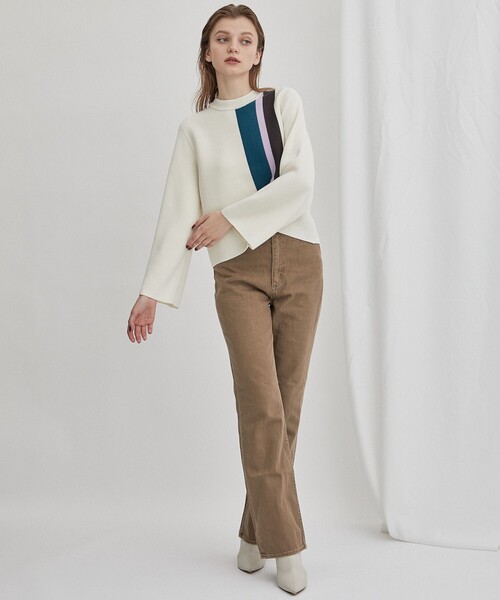 WRAPINKNOT（ラッピンノット）の「【WRAPINKNOT(ラッピンノット)】《STUDIOUS別注》マルチカラーラインニット LPO27（ニット/セーター・レディース・ホワイト/ブラック/ホワイト系その他・FREE）」の12枚目の写真