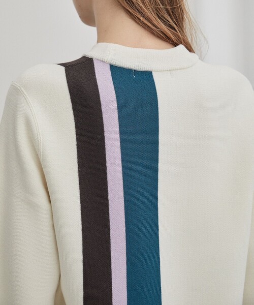 WRAPINKNOT（ラッピンノット）の「【WRAPINKNOT(ラッピンノット)】《STUDIOUS別注》マルチカラーラインニット LPO27（ニット/セーター・レディース・ホワイト/ブラック/ホワイト系その他・FREE）」の16枚目の写真