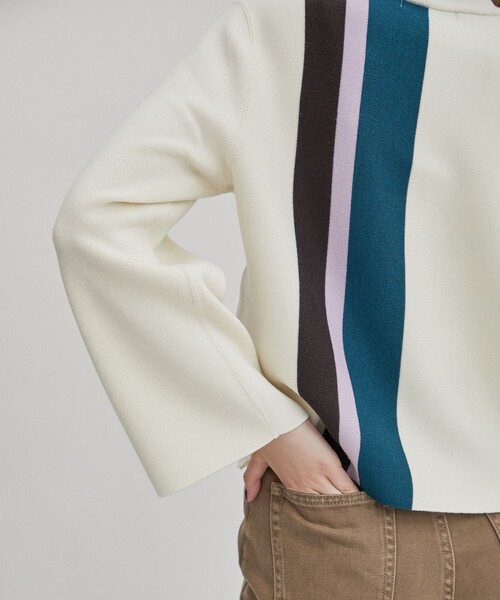 WRAPINKNOT（ラッピンノット）の「【WRAPINKNOT(ラッピンノット)】《STUDIOUS別注》マルチカラーラインニット LPO27（ニット/セーター・レディース・ホワイト/ブラック/ホワイト系その他・FREE）」の17枚目の写真