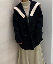 配色ビックカラージャケットコート