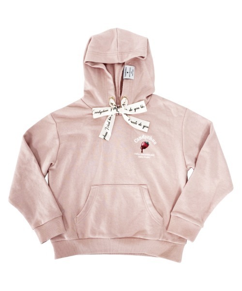 Candychuu(キャンディチュウ)の「BIGリボントレーナー(Tシャツ/カットソー・キッズ・オフホワイト/ピンク・SS/S/M/XXS)」の2枚目の写真