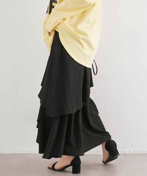 LAVEANGE(ラビアンジェ)の「ランダムティアードスカート(スカート・レディース・ホワイト/ブラック・LL/L/M/3L)」の15枚目の写真