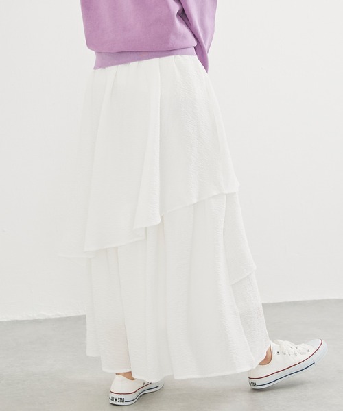 LAVEANGE(ラビアンジェ)の「ランダムティアードスカート(スカート・レディース・ホワイト/ブラック・LL/L/M/3L)」の6枚目の写真