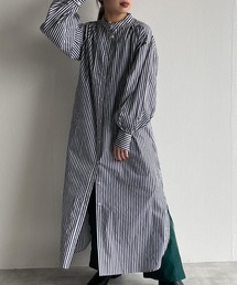 w closet | 先染めストライプシャツワンピース(シャツワンピース)