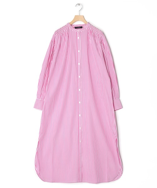 w closet（ダブルクローゼット）の「先染めストライプシャツワンピース（シャツワンピース・レディース・ピンク/グリーン/ブラック・FREE）」の8枚目の写真
