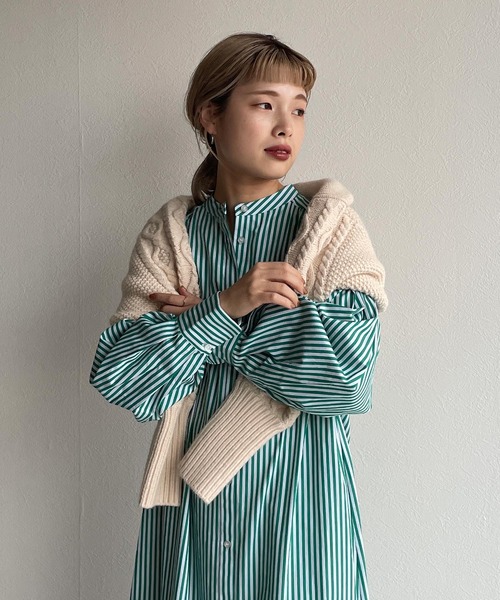 w closet（ダブルクローゼット）の「先染めストライプシャツワンピース（シャツワンピース・レディース・ピンク/グリーン/ブラック・FREE）」の22枚目の写真