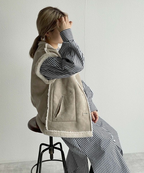 w closet（ダブルクローゼット）の「先染めストライプシャツワンピース（シャツワンピース・レディース・ピンク/グリーン/ブラック・FREE）」の13枚目の写真