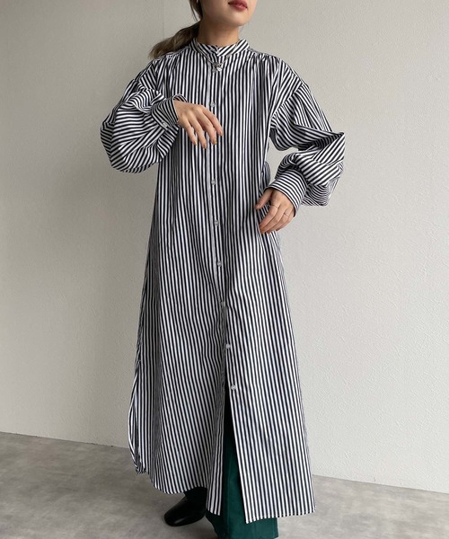 w closet（ダブルクローゼット）の「先染めストライプシャツワンピース（シャツワンピース・レディース・ピンク/グリーン/ブラック・FREE）」の12枚目の写真