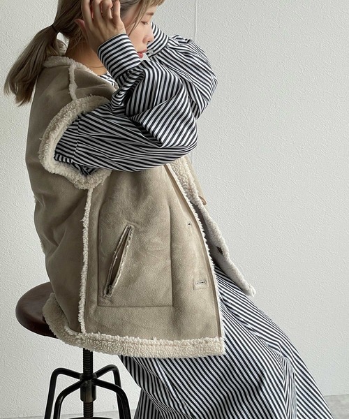 w closet（ダブルクローゼット）の「先染めストライプシャツワンピース（シャツワンピース・レディース・ピンク/グリーン/ブラック・FREE）」の10枚目の写真