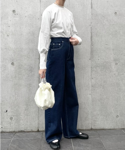 perna パール装飾デニムベスト PERNA ベスト ジレ パールデニム