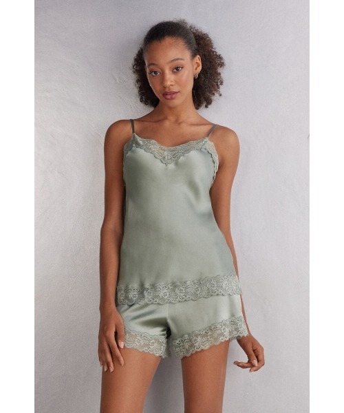 セール】レース＆シルク キャミソール トップ（インナーウェア/肌着