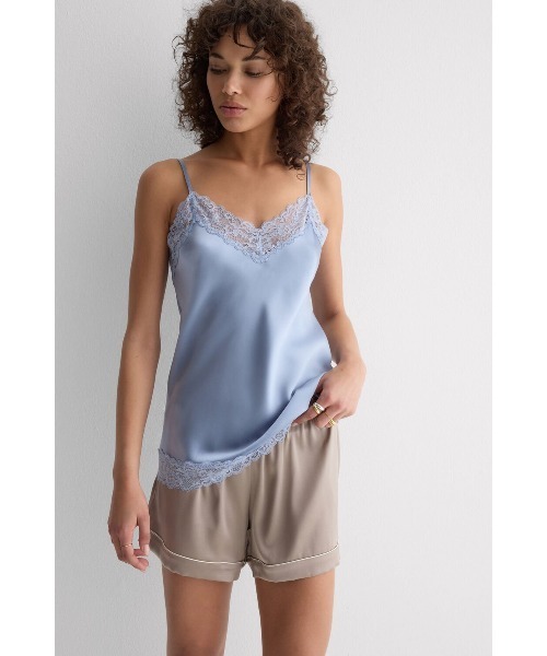 セール】レース＆シルク キャミソール トップ（インナーウェア/肌着