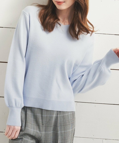 ikka(イッカ)の「総針Vネックプルオーバー(ニット/セーター・レディース・スカイブルー/ブラック/ベージュ/オフホワイト/ピンク・S/M/L)」の4枚目の写真