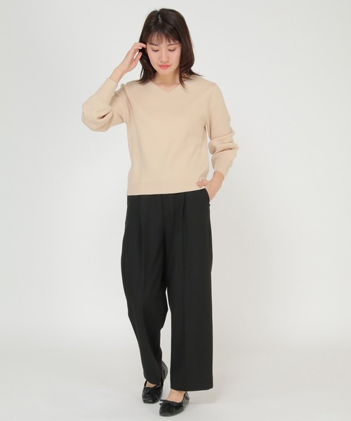 ikka(イッカ)の「総針Vネックプルオーバー(ニット/セーター・レディース・スカイブルー/ブラック/ベージュ/オフホワイト/ピンク・S/M/L)」の8枚目の写真