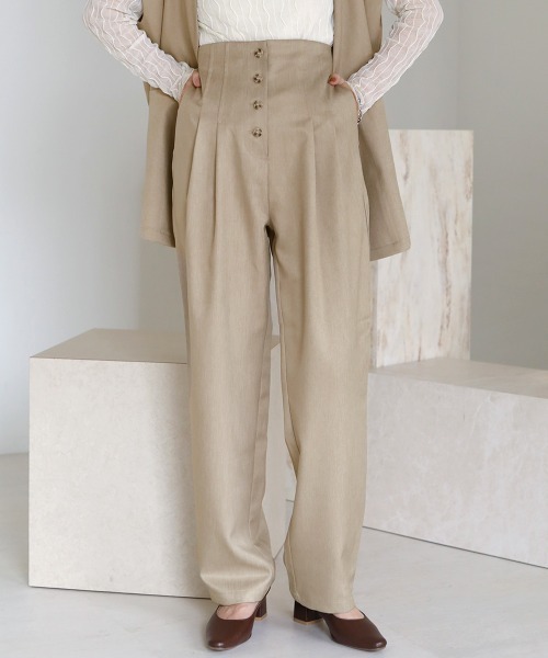 Bab(バブ)の「【セットアップ対応】ボタンフライストレートパンツ(その他パンツ・レディース・ライトグリーン/ブラウン/ベージュ・M)」の2枚目の写真