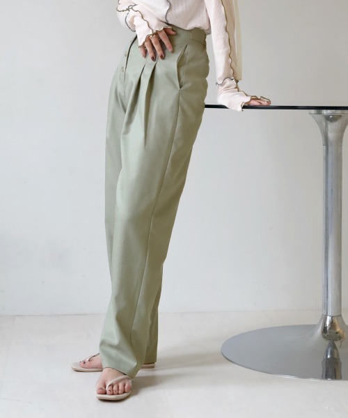 Bab(バブ)の「【セットアップ対応】ボタンフライストレートパンツ(その他パンツ・レディース・ライトグリーン/ブラウン/ベージュ・M)」の3枚目の写真