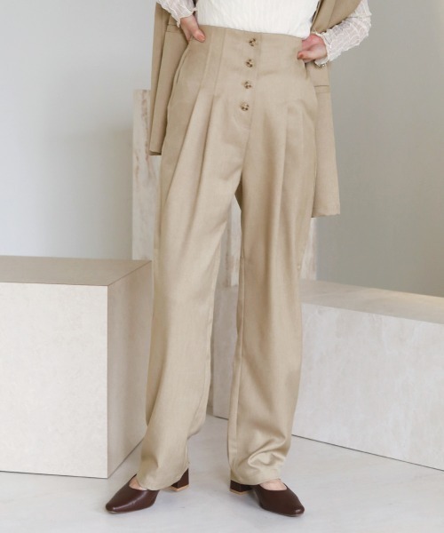 Bab(バブ)の「【セットアップ対応】ボタンフライストレートパンツ(その他パンツ・レディース・ライトグリーン/ブラウン/ベージュ・M)」の6枚目の写真