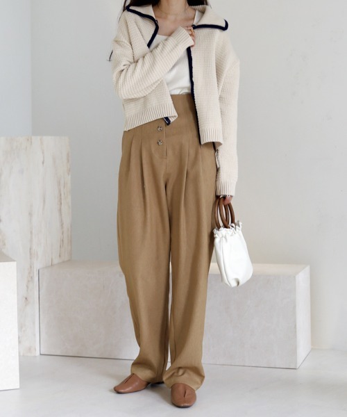 Bab(バブ)の「【セットアップ対応】ボタンフライストレートパンツ(その他パンツ・レディース・ライトグリーン/ブラウン/ベージュ・M)」の13枚目の写真